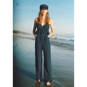 Anthropologie Striped Denim Jumpsuit
